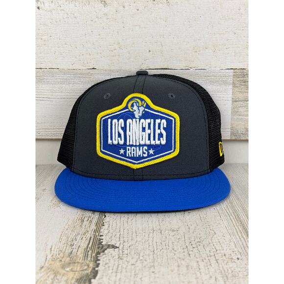 New Era 59Fifty Los Angeles Rams Fitted Hat 7 1/8 Black NFL Football Cap NEW - Picture 1 of 5